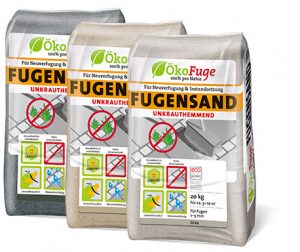 Ökofuge Fugensand unkrauthemmend 3 Farben Verkaufsverpackung